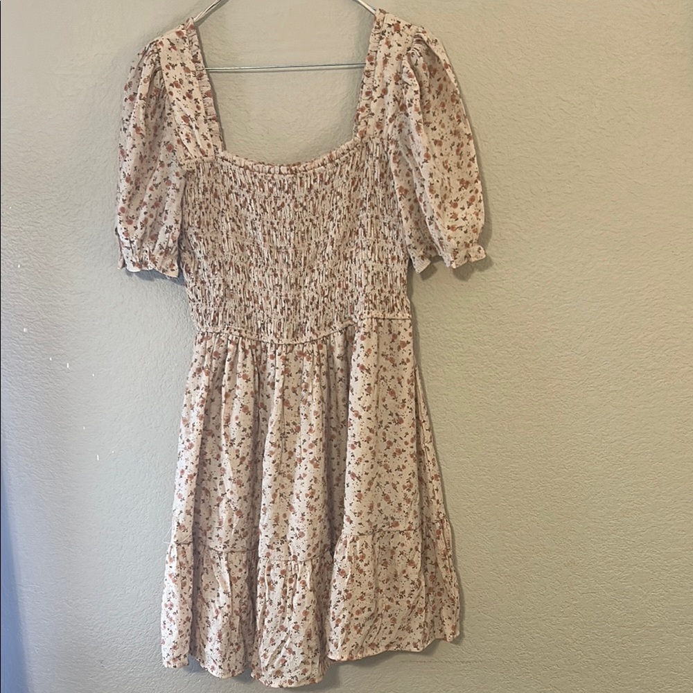 Mine Floral Beige Mini Dress